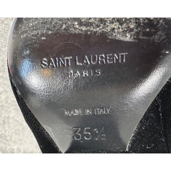 Saint Laurent Boots Women 35.5 US‎ 5.5 Black Velvet Niki Knee High Designer - Picture 14 of 16